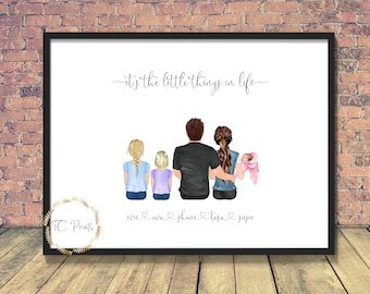 Personalised Family Portrait | Family with Children | Family love | Family Present | Couple and children | Family Print | Family Gift | Mum