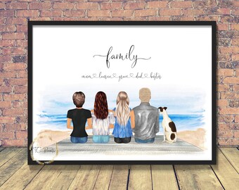 Family Print | Family Portrait | Mothers Day | Family Gift | Personalised Family Portrait /Family and Pets/Mum and Dad Gift | Our Family