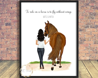 Personalised Horse Gift | Friend Gift | Friendship | Horse Print | Horse Portrait | Me and my horse | Horse lover | Family Gift | Horse love