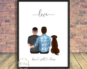 Gay Couple Gift | Same Sex Couple Print | Personalised LGBTQ Gift | Family love | Engagement Print