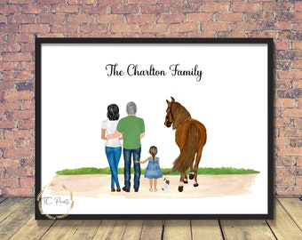 Horses are Family | Personalised Horse Gift | Couple with Horse Gift | Family Pets | Horse Print | Horse lover | Horse love | Horse Print