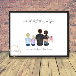 Retrato familiar personalizado / Familia con hijos / Amor familiar / Regalo familiar / Pareja e hijos / Impresión familiar / Regalo familiar / Mamá