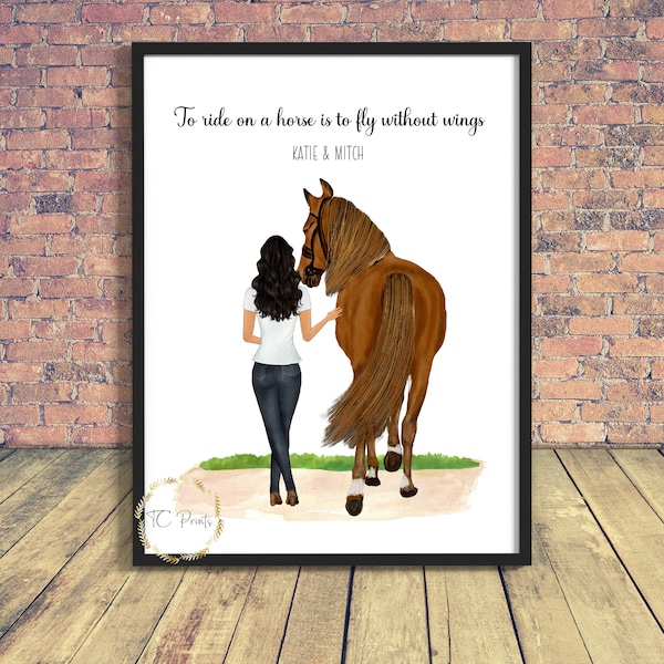 Personalised Horse Gift | Friend Gift | Friendship | Horse Print | Horse Portrait | Me and my horse | Horse lover | Family Gift | Horse love