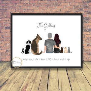 Family Present | Couple Print | Friend Gift | Family Print | Dog Print | Personalised Family Gift | Couple and pet | Cat lover | Family love