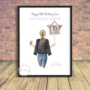 18th Birthday | Best Friend Personalised Birthday Print | Sister Gift | Birthday Gift | Best Friend Gift | BFF Birthday | BFF Birthday Print