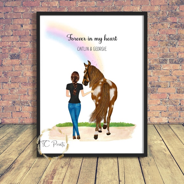 Personalised Loss of a Horse | Horse Print | Horse Portrait | Me and my horse forever | Horse lover | Horse in Heaven | Horse love