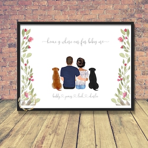 Personalised Family Present | Couple Print | Friend Gift | Family Print | Dog Print | Couple and pet | Cat lover | Family love | Together