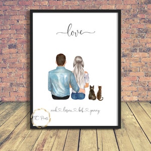 Family love | Family Present | Couple Print | Friend Print | Family Print | Dog Print | Couple and pet | Cat lover | Family Gift