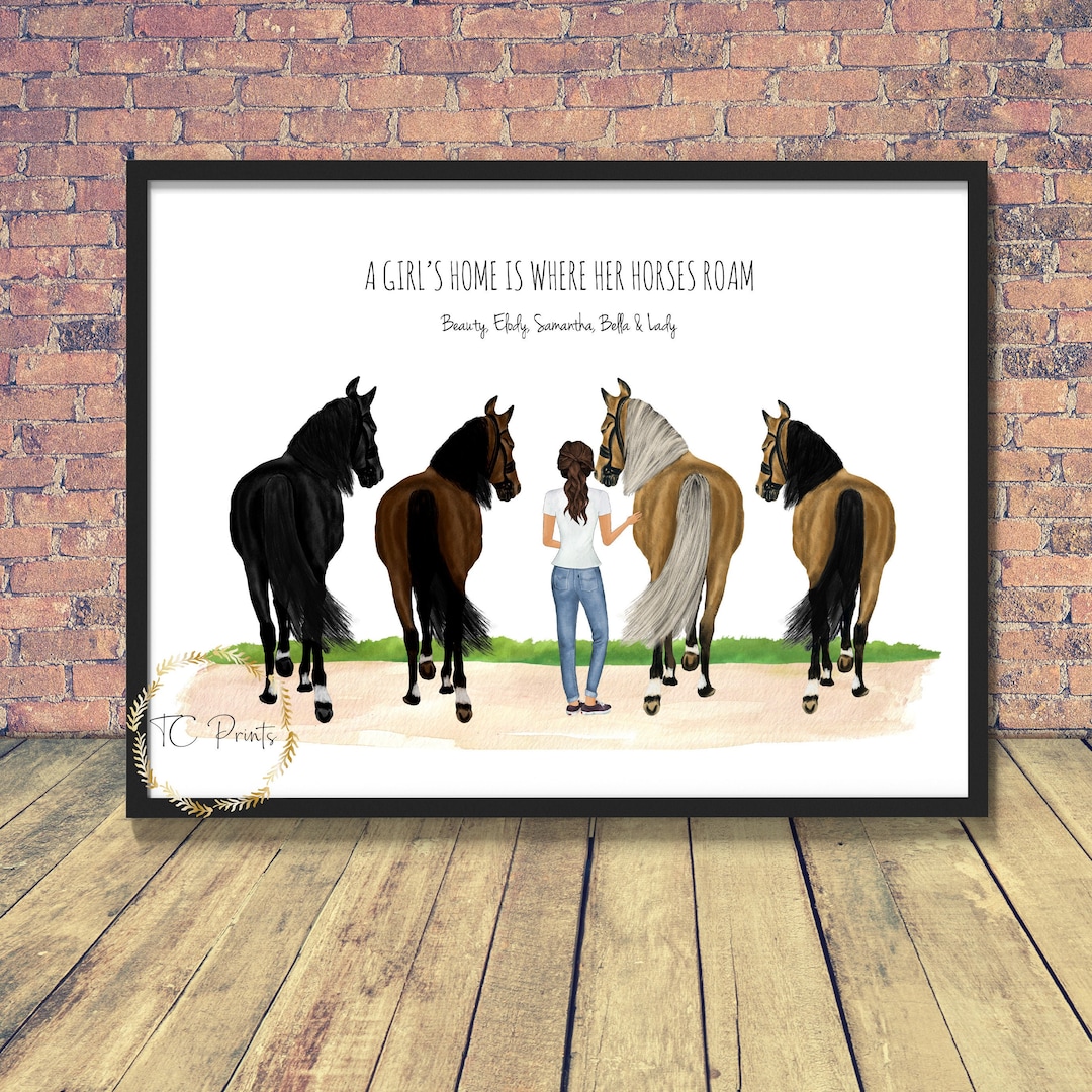 Me and My Horses Personalised Horse Gift Friend Gift Family Pets Horse Print Horse Lover Family