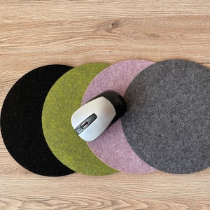 2er Set rundes Mauspad, minimalistisches ovales Premium Ökofilz, handgefertigtes Computer Mauspad, Original Schreibtisch Dekor, Büro Tech Zubehör