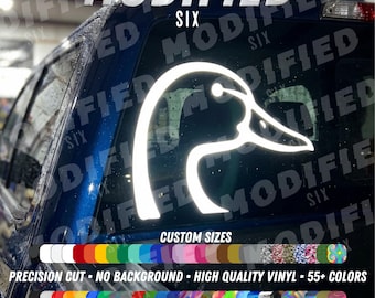 REFLECTIVE Duck Head Reflective Vinyl Decal Sticker | Waterfowl Hunting | 55+ Colors | Car Truck Window Laptop