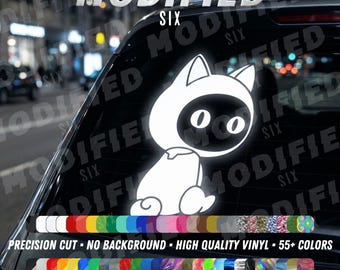 C-018 Tuxedo Cat Robot Vinyl Decal | Mr Villain's Day Off Anime Sticker | 55+ Color & Reflective Options | Kawaii Chibi Car Window Laptop