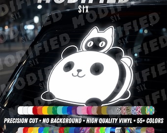 C-018 Panda Vinyl Decal Mr Villains Day Off Anime Sticker Kawaii Tuxedo Cat Robot Car Window Laptop REFLECTIVE Holographic Glitter Oil Slick