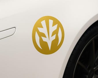 MMPR White Ranger Symbol Vinyl Decal Sticker in Metallic Gold Finish for Car Laptop Water Bottle Zord Dinosaur Power Coin Collectors