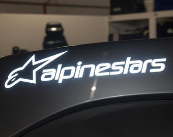 Adhesivo reflectante inspirado en el automovilismo, con el logo de escape de carreras de motos. Más de 55 colores. Brillo holográfico. Vinilo personalizable.