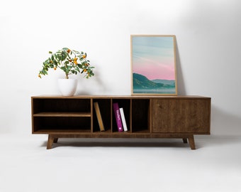 Mid Century Modern Birch Plywood Media Console, Record Player Stand