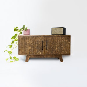 Mid century modern sideboard, wood vinyl record storage - AGU