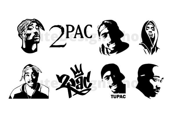 Tupac Shakur Silhouette Bundle svg png jpg dxf ai eps / | Etsy