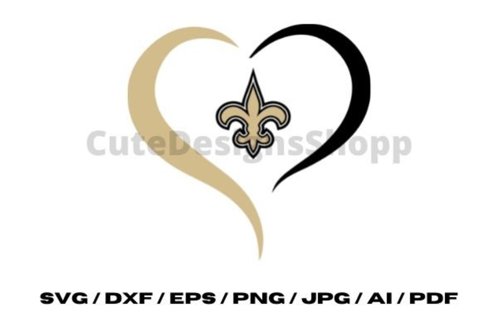 New Orleans Saints Heart Logo svg png jpg dxf ai eps / | Etsy