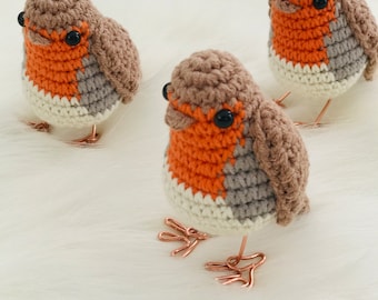 Crochet Animal Red Robin | Crochet Toy | Crochet Bird for Home Decor | Robin Stuffed Amigurumi Ornament