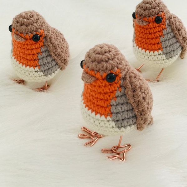 Crochet Animals Red Robin | Crochet Toy | Crochet Birds for Home Decor | Robin Stuffed Amigurumi Ornament