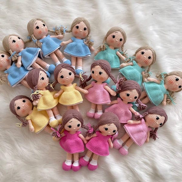 pretty Crochet Girl, Amigurumi doll, Cute Crochet doll