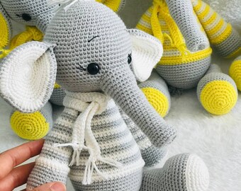 Crochet Animals Elephant | Baby Elephant Crochet Toy | Amigurumi Stuffed Teddy Animals | Organic Elephant Toy | Amigurumi Elephant