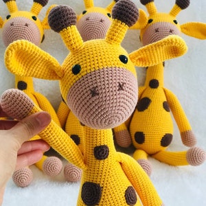 Crochet Giraffe Toy in Soft Pastel Colours with Safari Theme - Unique Gift for Baby or Kids - Nursery Decor or Gift Idea