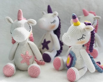 Crochet Toy Unicorn | Unicorn Amigurumi Stuffed Animals for Home Decor | Crocheted Unicorn Gift for Baby | Amigurumi Unicorn Crochet Rattles