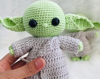 Crocheted Green Alien in Jacket Toy, Amigurumi Alien in Robe