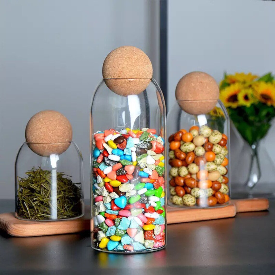 Ball cork leadfree glass jar with lid bottle storage tank Etsy