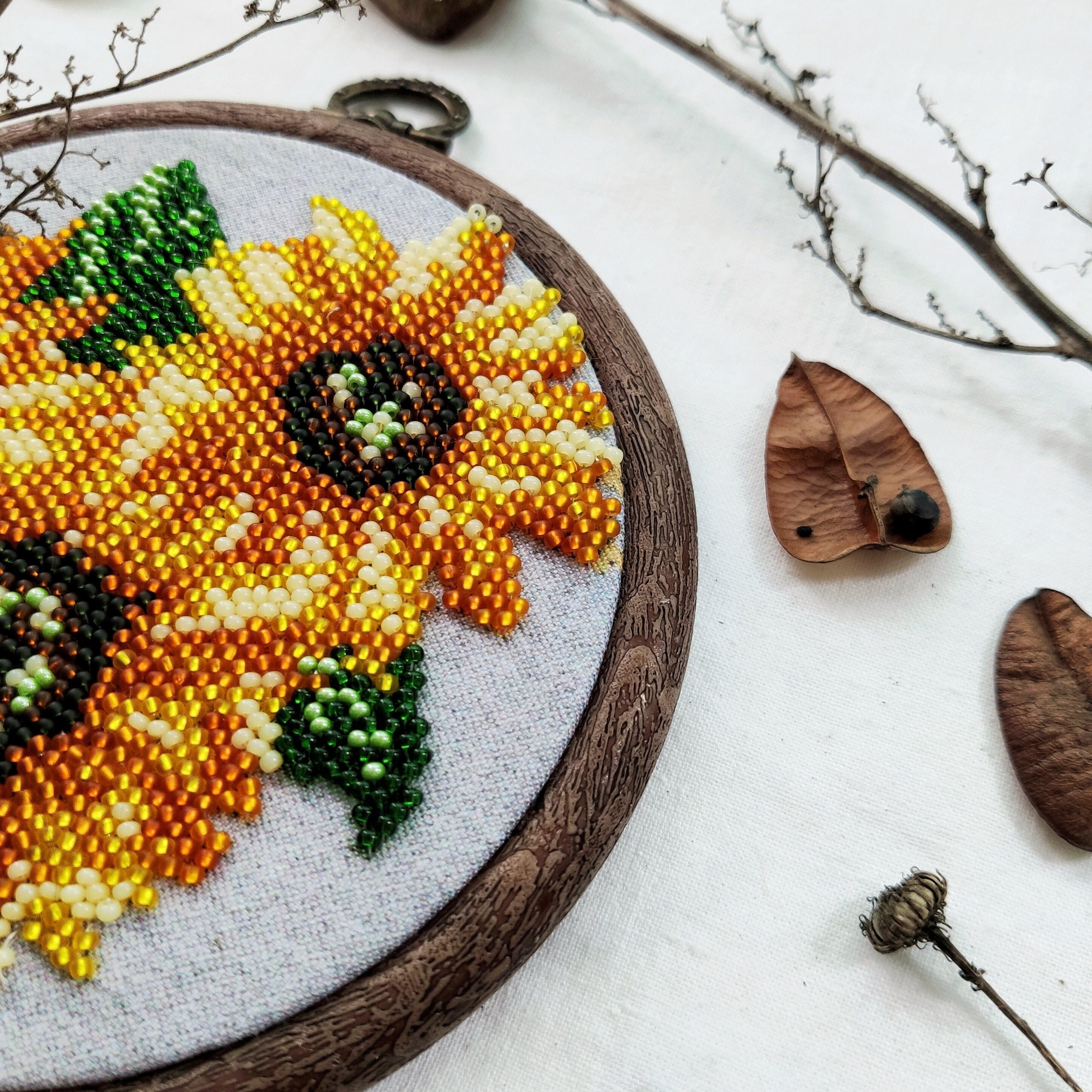 Beaded embroidery wall hanging hand embroidery hoop floral Etsy