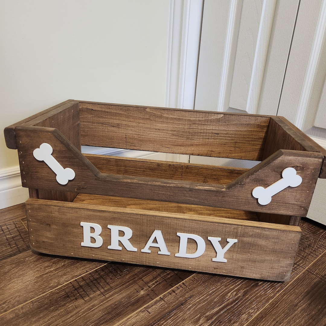 Personalized Large Wooden Dog Toy Box With Front Cutout Dog Box Dog