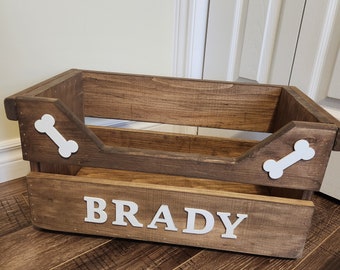 Personalized Large Wooden Dog Toy Box with Front Cut-Out | Dog Box | Dog Toy Crate | Pet Toy Box | Pet Storage | Pet Accessories