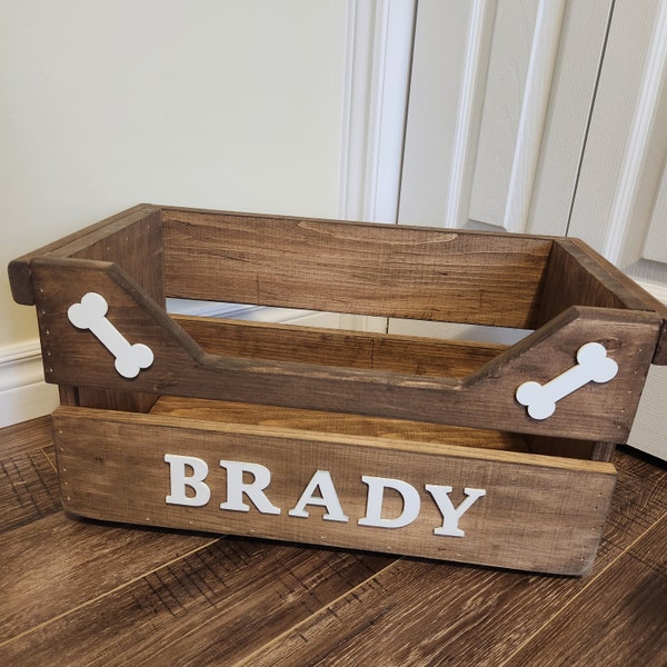 Personalized Large Wooden Dog Toy Box with Front Cut-Out | Dog Box | Dog Toy Crate | Pet Toy Box | Pet Storage | Pet Accessories