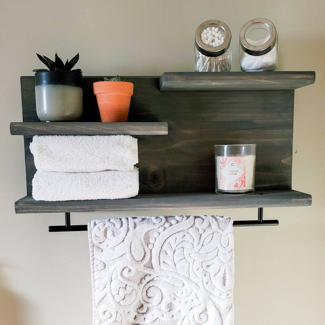 Handmade Multi-shelf Bathroom Towel Holder | Bathroom Storage Shelf ...