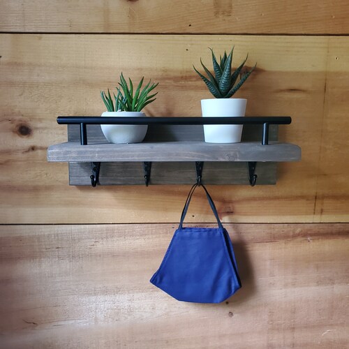 Wall Mounted Key Holder Handmade Stained Entryway Dorm Etsy