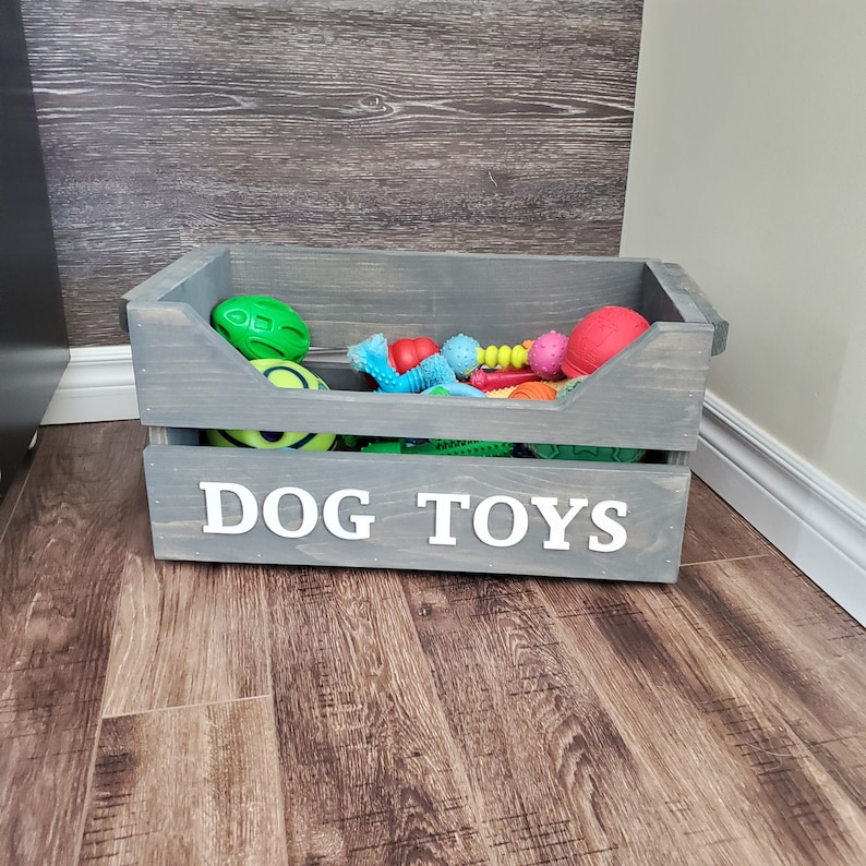 Large Wooden Dog Toy Box With Front Cutout Dog Box Dog Etsy
