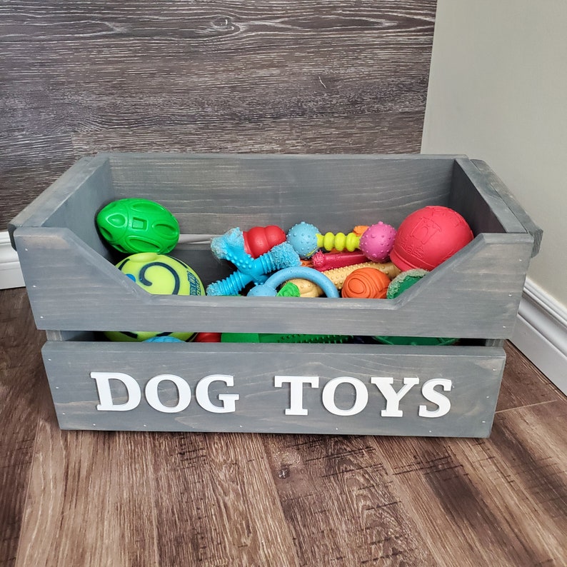 Large Wooden Dog Toy Box With Front Cutout Dog Box Dog Etsy Canada