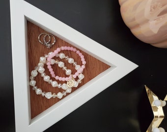 Wooden Triangle Table Tray | Table Centerpeice | Living Room | Bedroom Wooden Jewelry Tray | Organizer | Catch All Tray | Mug Tray