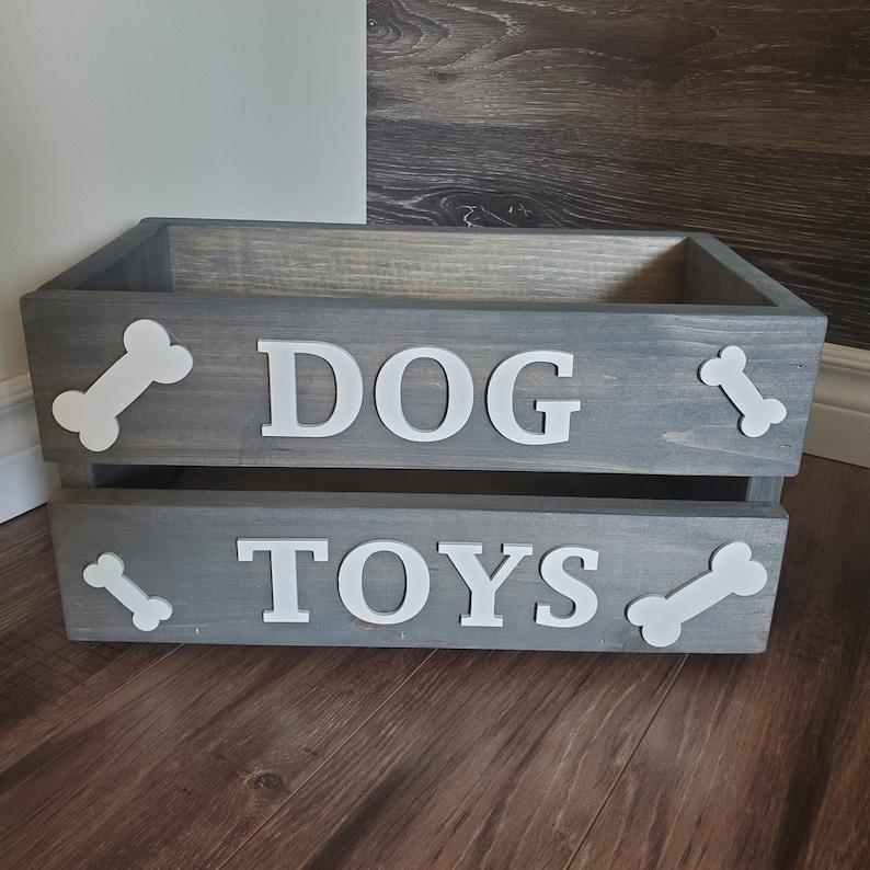 Wooden Dog Toy Box Dog Box Dog Toy Crate Pet Toy Box Pet Storage Pet Accessories image 1