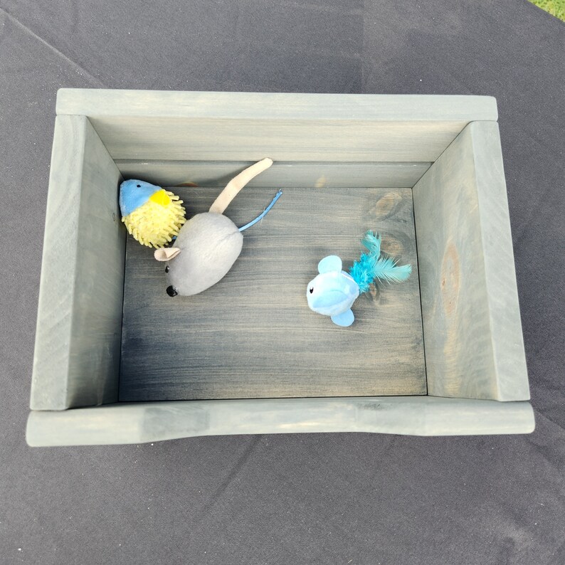 Cat Toy Box With Front Cut Out Small Cat Toys Storage Etsy