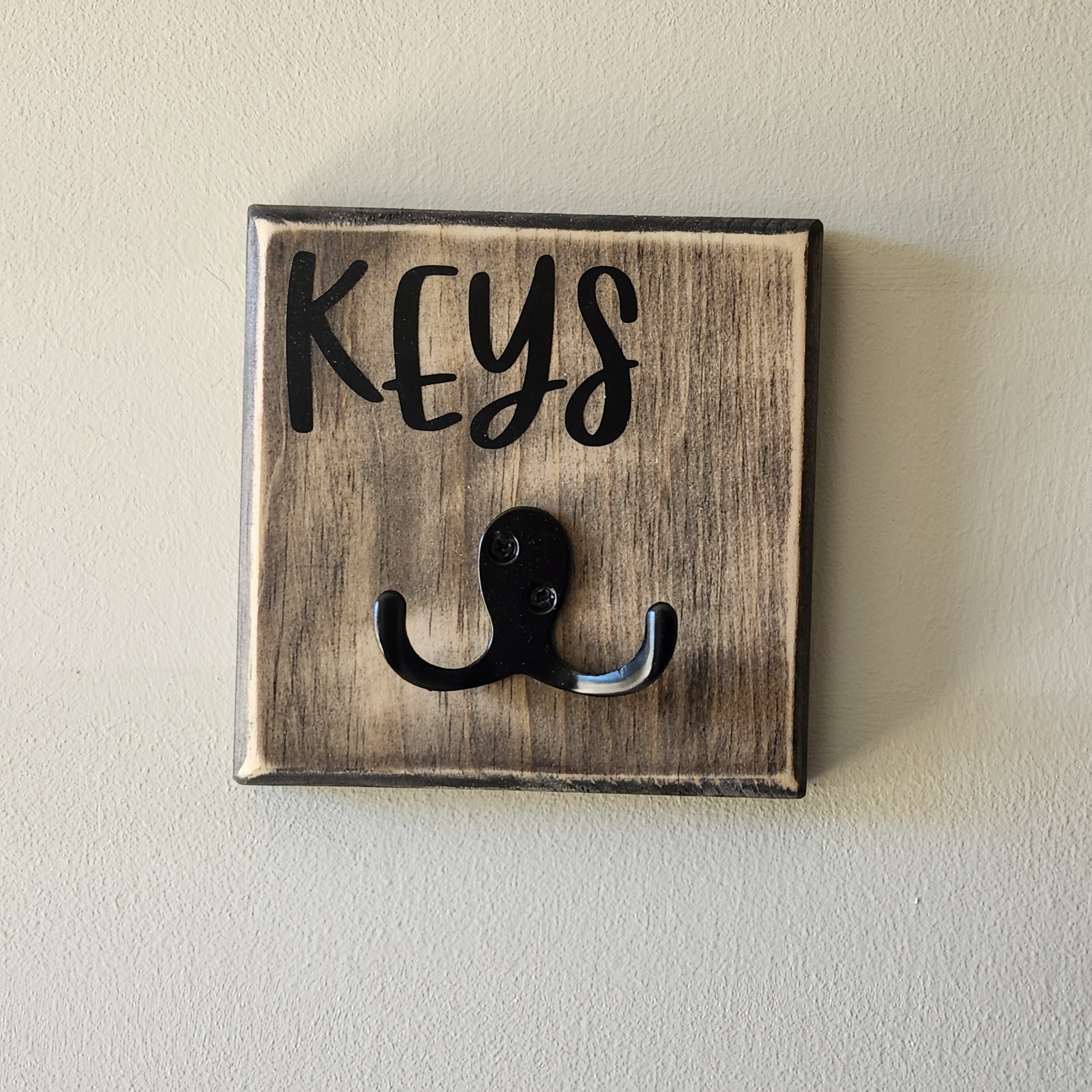 Double Hook Key Holder | Wall Mount | Wall Hooks | Stained | Entryway ...