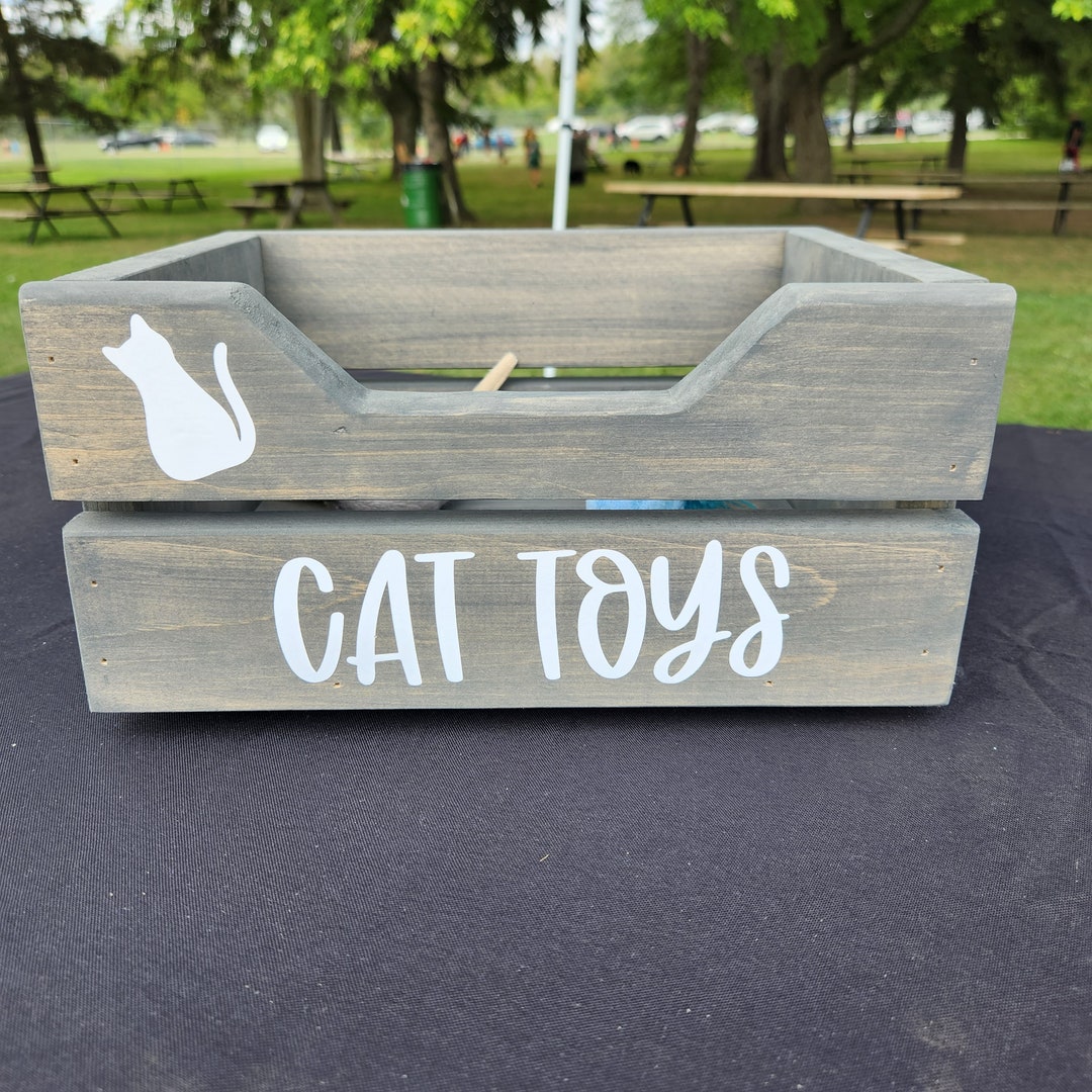 Cat Toy Box With Front Cut Out Small Cat Toys Storage Catnip Toy Bin