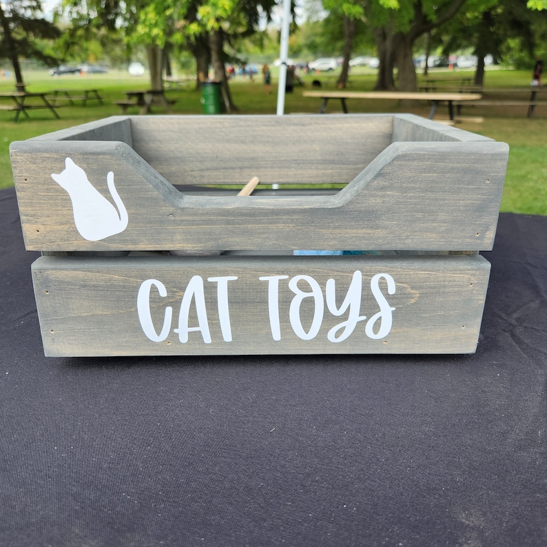 Cat Toy Box With Front Cut Out Small Cat Toys Storage Etsy