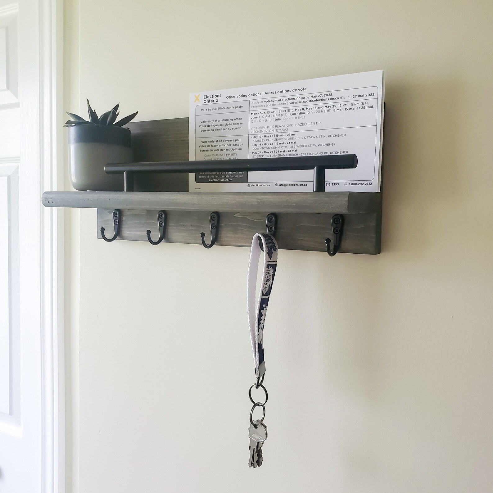 Large Key Holder With Bar Wall Mount 5 Wall Hooks - Etsy