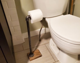 Soporte de papel higiénico de barra industrial / Tubería negra / Rústico / Baño / Decoración del baño / Moderno