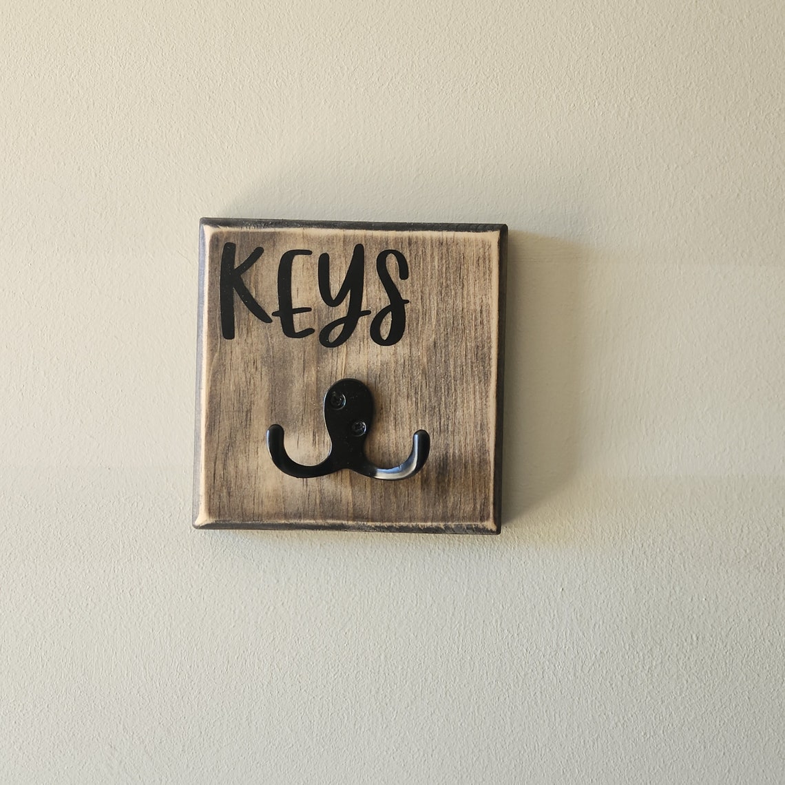 Double Hook Key Holder | Wall Mount | Wall Hooks | Stained | Entryway ...