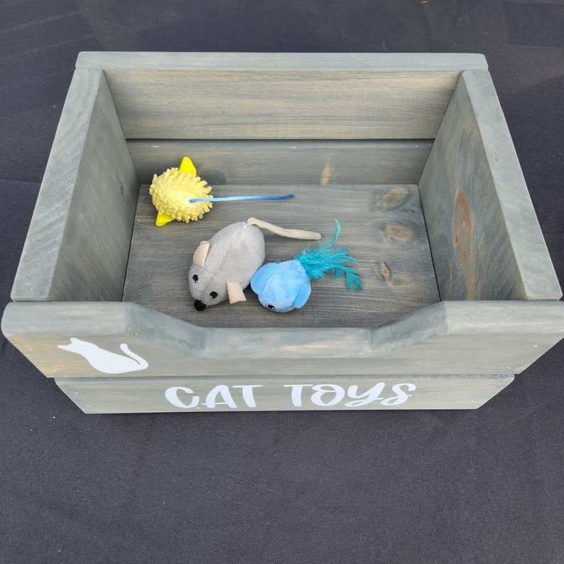 Cat Toy Box With Front Cut Out Small Cat Toys Storage Etsy
