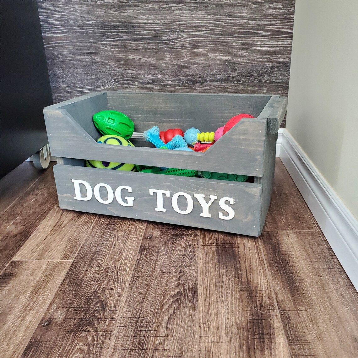 Large Wooden Dog Toy Box With Front Cutout Dog Box Dog Etsy